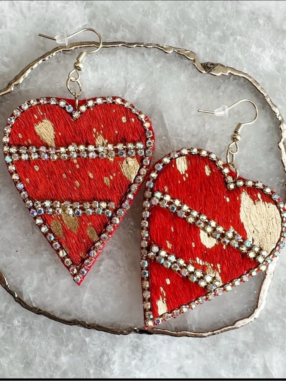 Plunder Miss Cupid Red and Gold Heart Earrings